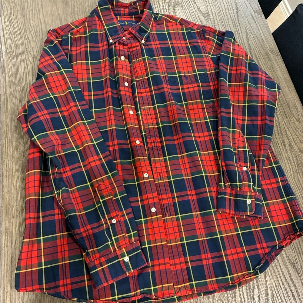 Polo by Ralph Lauren Red, Navy & Green Plaid Button-Down Shirt